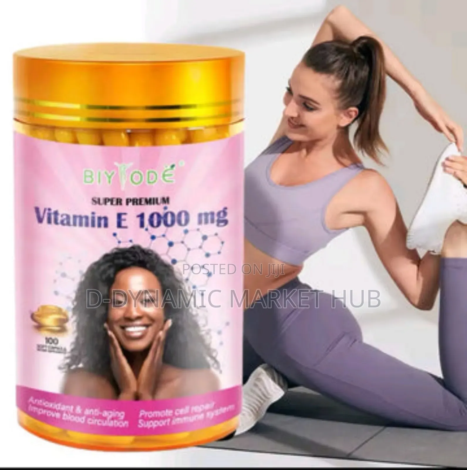 Biyode Vitamin E Capsule (100 Softgels, 1000mg)