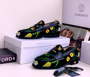 Photo - Original Quality Versace Flowered Luxury Leather Men Shoe