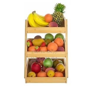 3 Tier Bamboo Fruit Rack, Kitchen Vegetables Storage