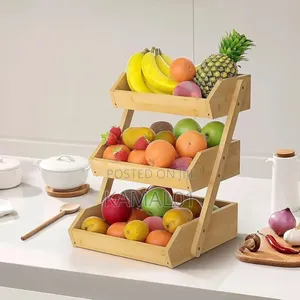 3 Tier Bamboo Fruit Rack, Kitchen Vegetables Storage