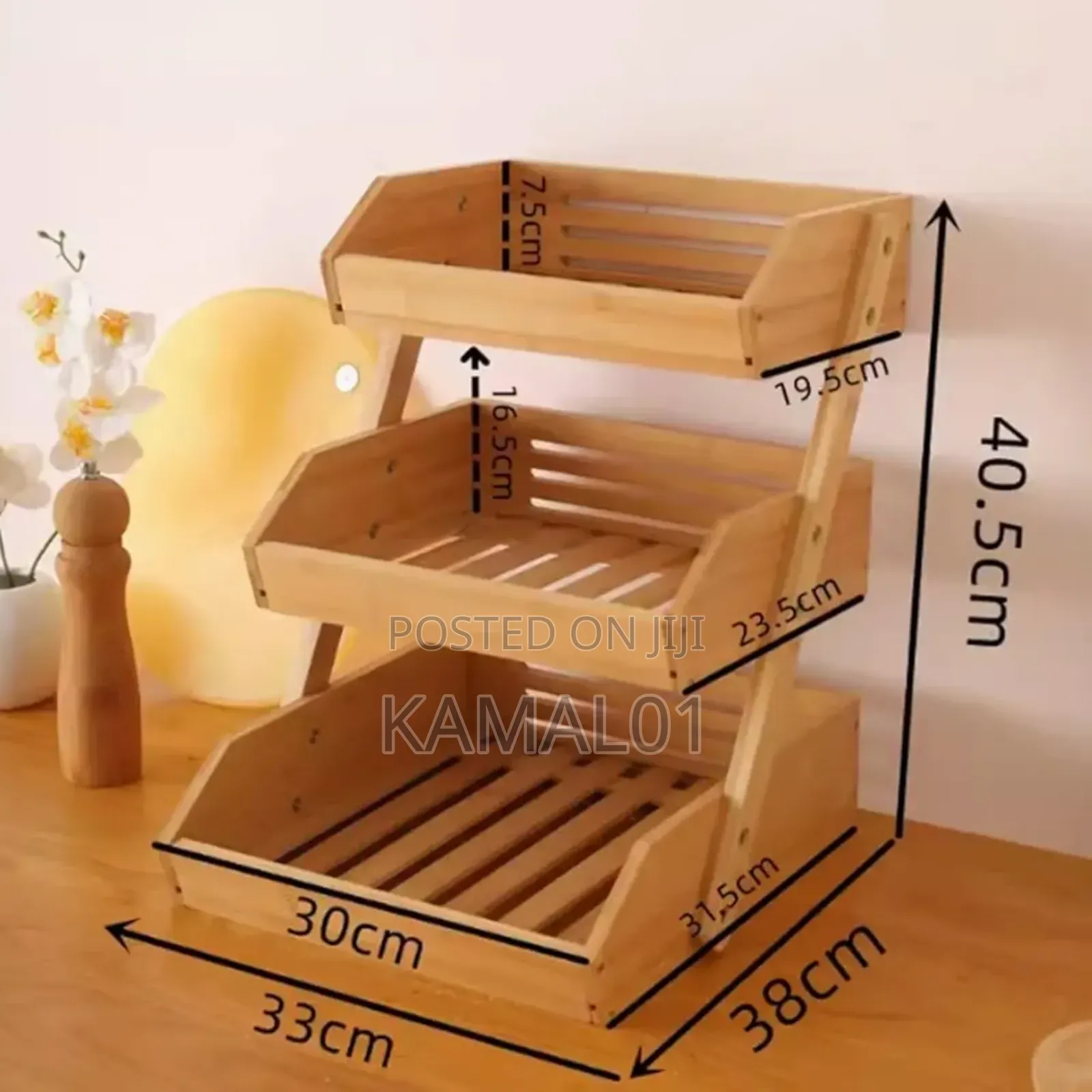 3 Tier Bamboo Fruit Rack, Kitchen Vegetables Storage