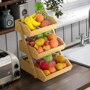 3 Tier Bamboo Fruit Rack, Kitchen Vegetables Storage
