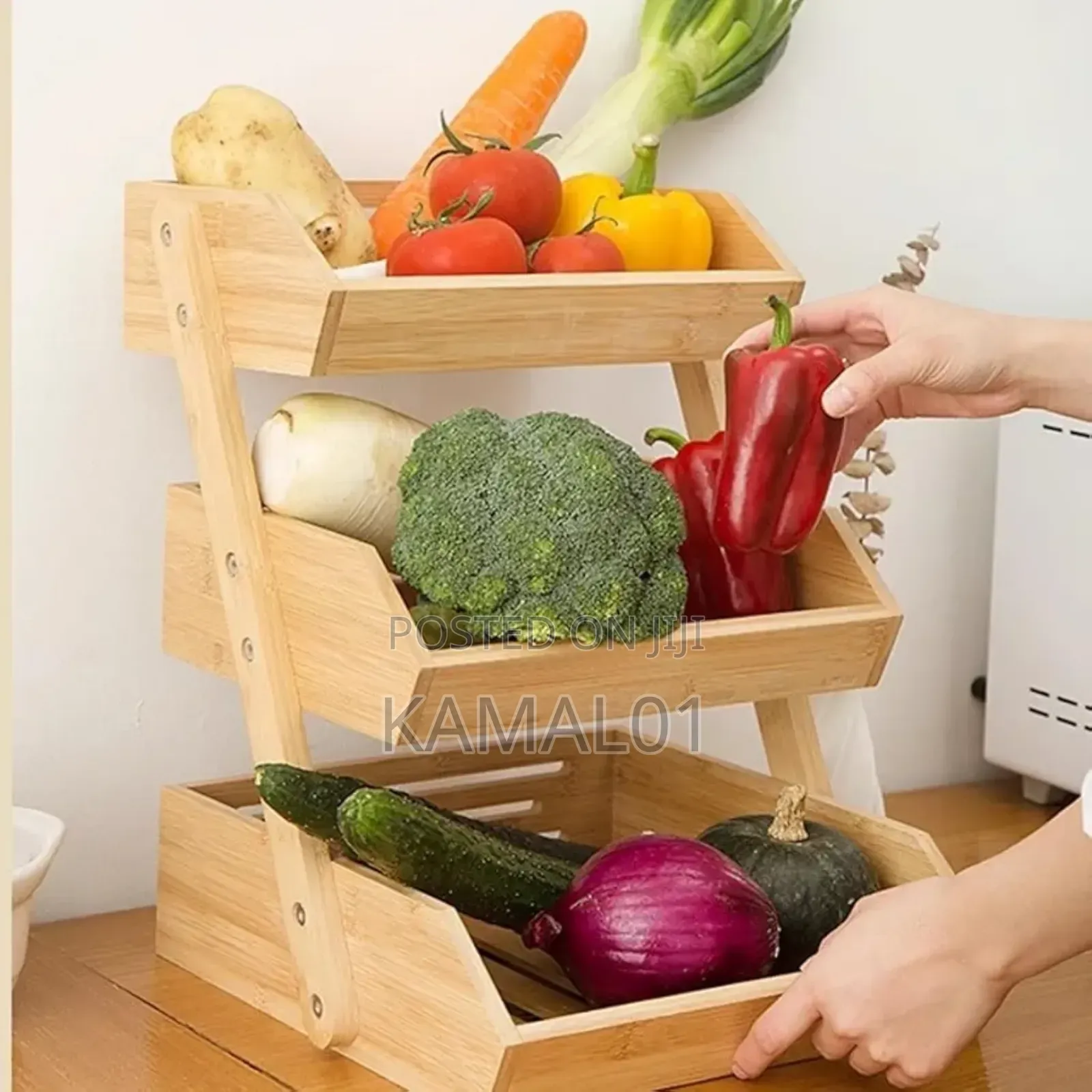 3 Tier Bamboo Fruit Rack, Kitchen Vegetables Storage