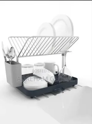 2 Tiers Plate Rack With Drainer (Small Plastic Steel Fittings)