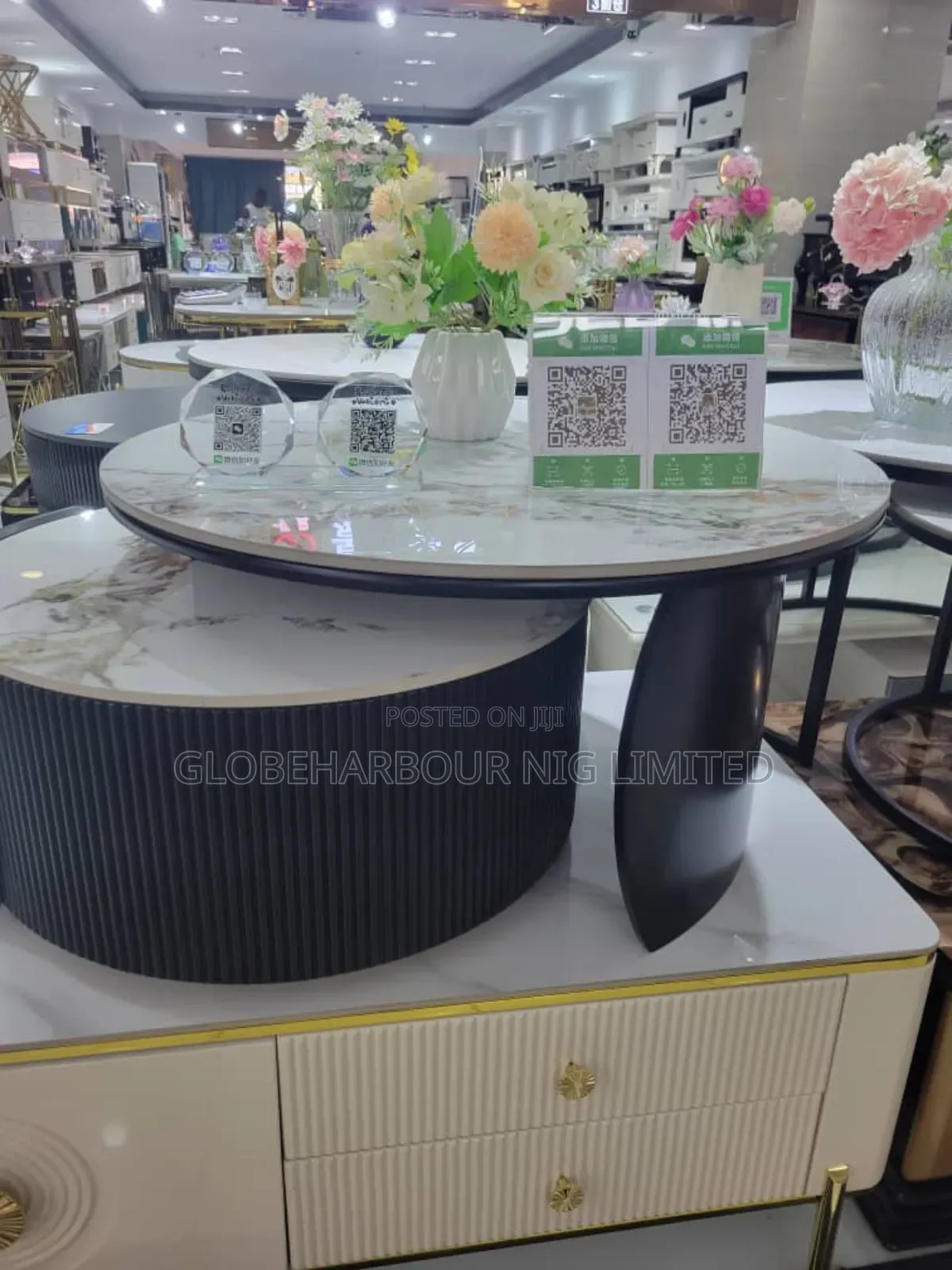 High-Quality Exquisite Luxury Mable Top 2in1 Console Table