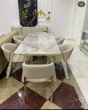 Contemporary Set of Marble Dining Table With Chairs
