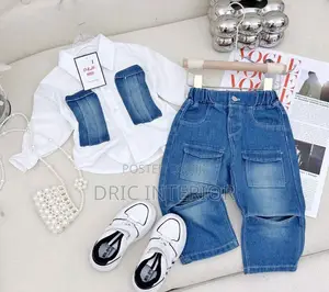 Girl's Jean Trouser Shirt Set
