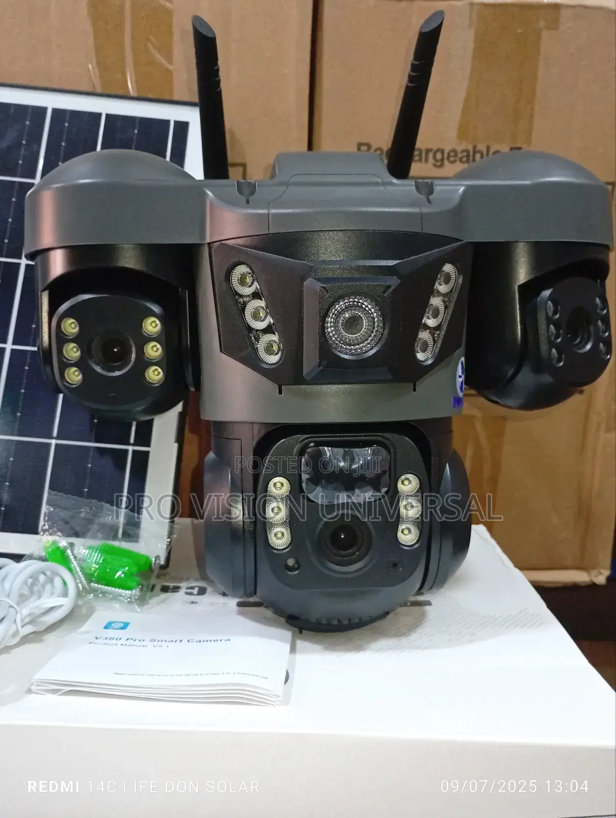 Solar Camera V380 3lens 3view It Also Uses Sim Card