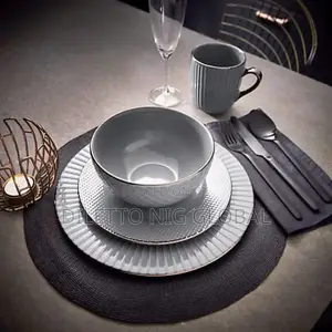 Tower Empire 16 Piece Stoneware Dinnerware Set Grey