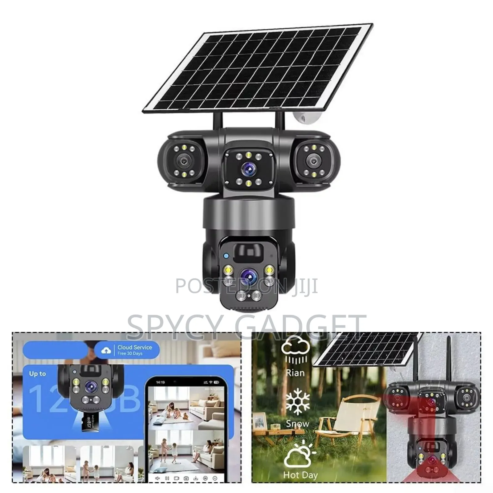 4g 3 Lens Solar Powered Surveillance Ip Camera
