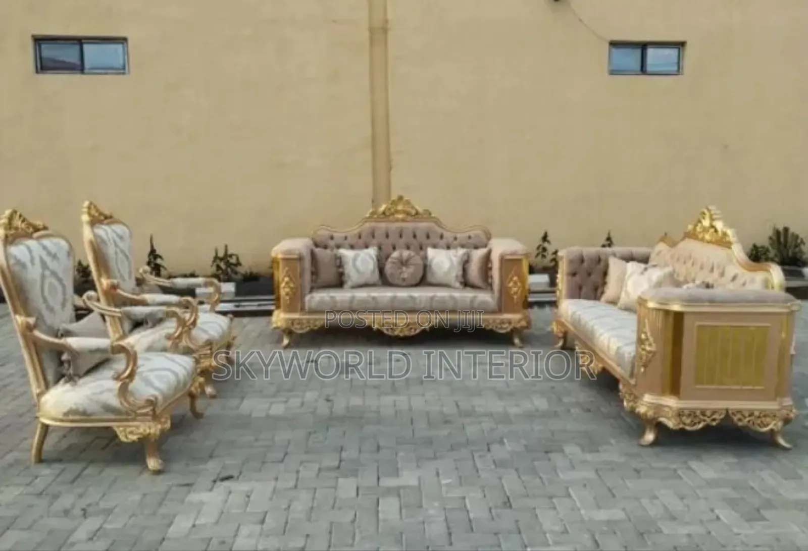 Spanish Gold Royal Sofa and Center Table