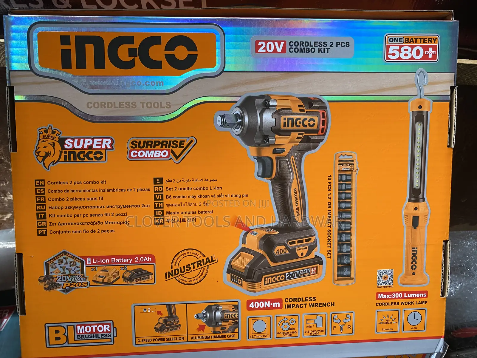 Ingco 20v Cordless 2-Piece Combo Kit. Impact Wrench, Socket