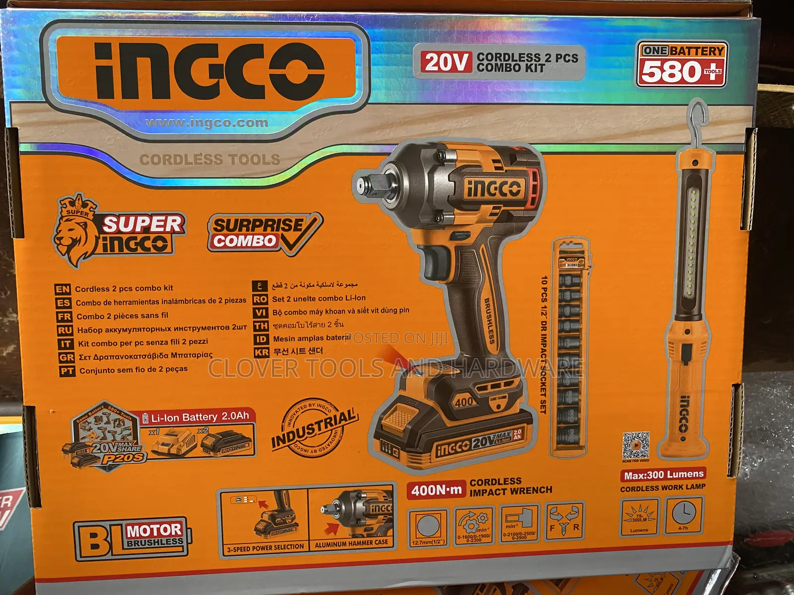 Ingco 20v Cordless 2-Piece Combo Kit. Impact Wrench, Socket