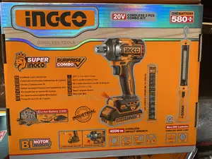 Ingco 20v Cordless 2-Piece Combo Kit. Impact Wrench, Socket