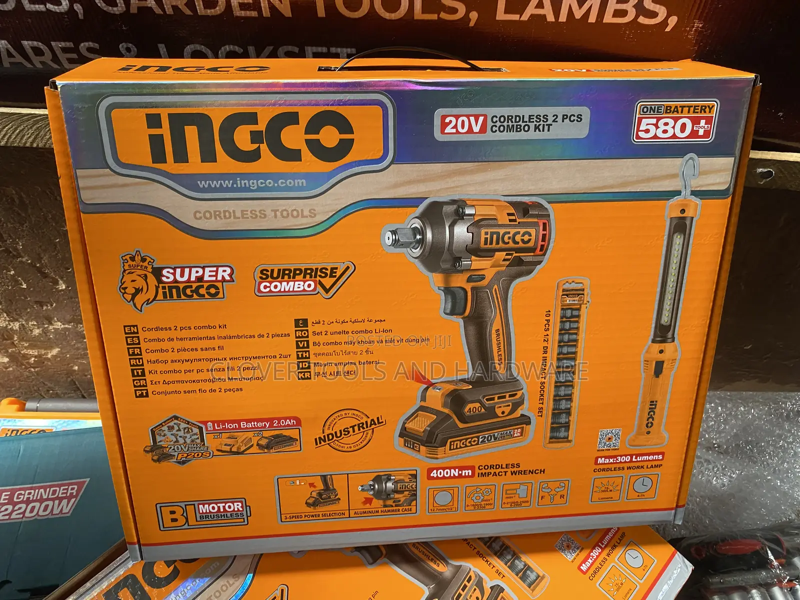 Ingco 20v Cordless 2-Piece Combo Kit. Impact Wrench, Socket