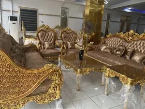 Egyptian Royal Sofa Chair Set Brown Gold