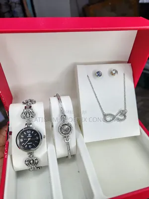 Wristwatch, Chain, Earrings, and Pendant in Boxed