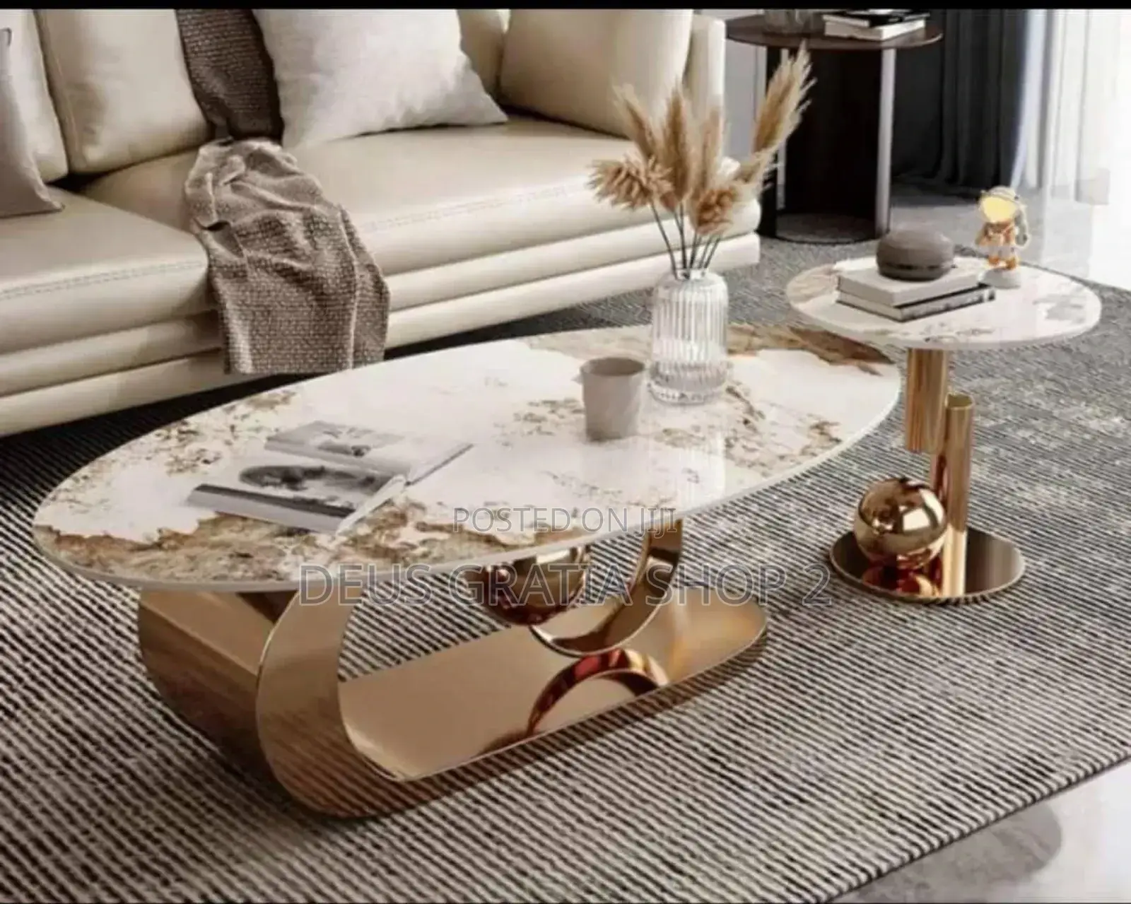 Marble Centre Table With Stainless Steel Base