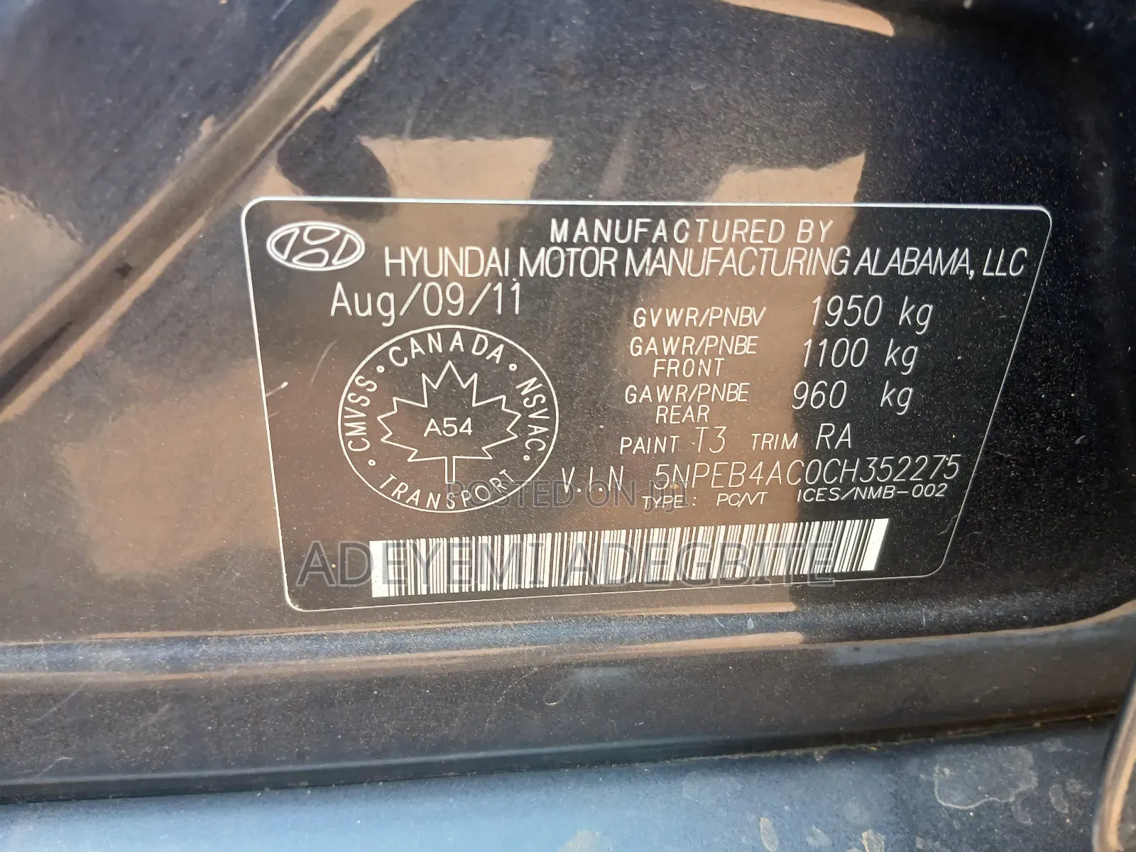 Hyundai Sonata 2012 Black