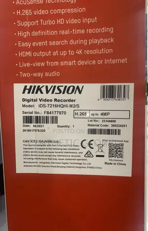 Ids-7216hqhi-M2/S Hikvision 16ch DVR 5mp 2sata