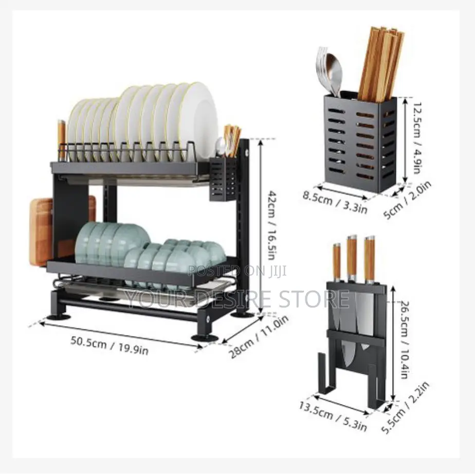 Dish Drainer 2 Tier Large Dish Drying Rack With 2 Drainboard