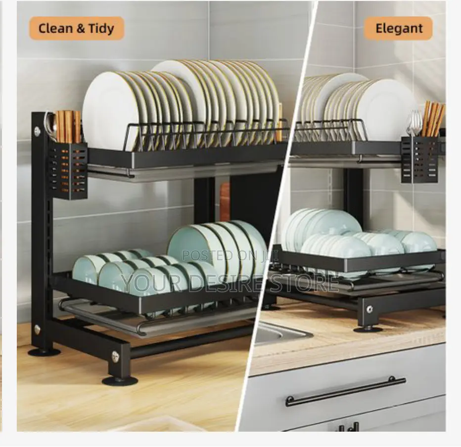 Dish Drainer 2 Tier Large Dish Drying Rack With 2 Drainboard