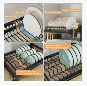 Dish Drainer 2 Tier Large Dish Drying Rack With 2 Drainboard