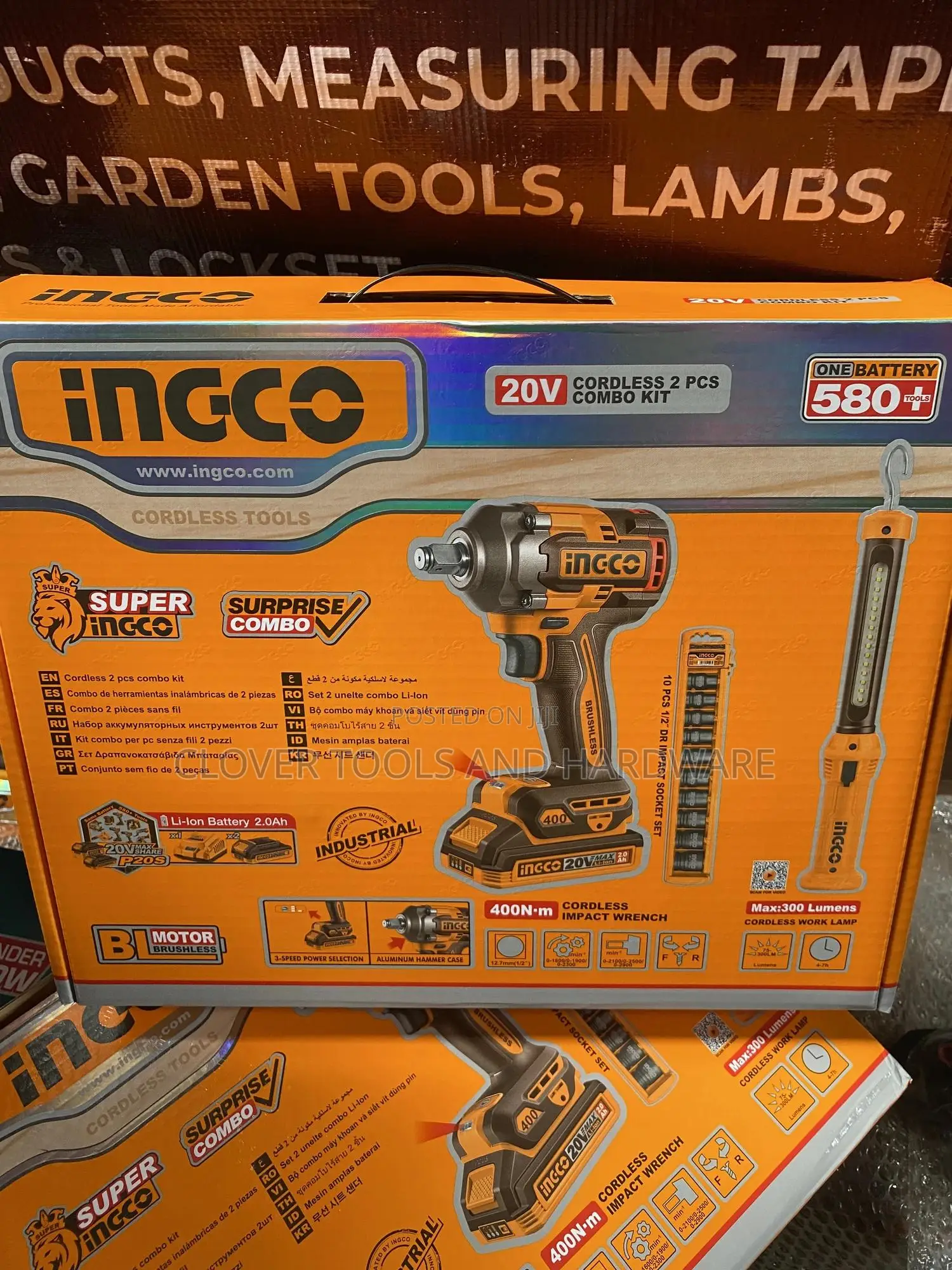Ingco 20v Cordless 2-Piece Combo Kit. Impact Wrench, Socket