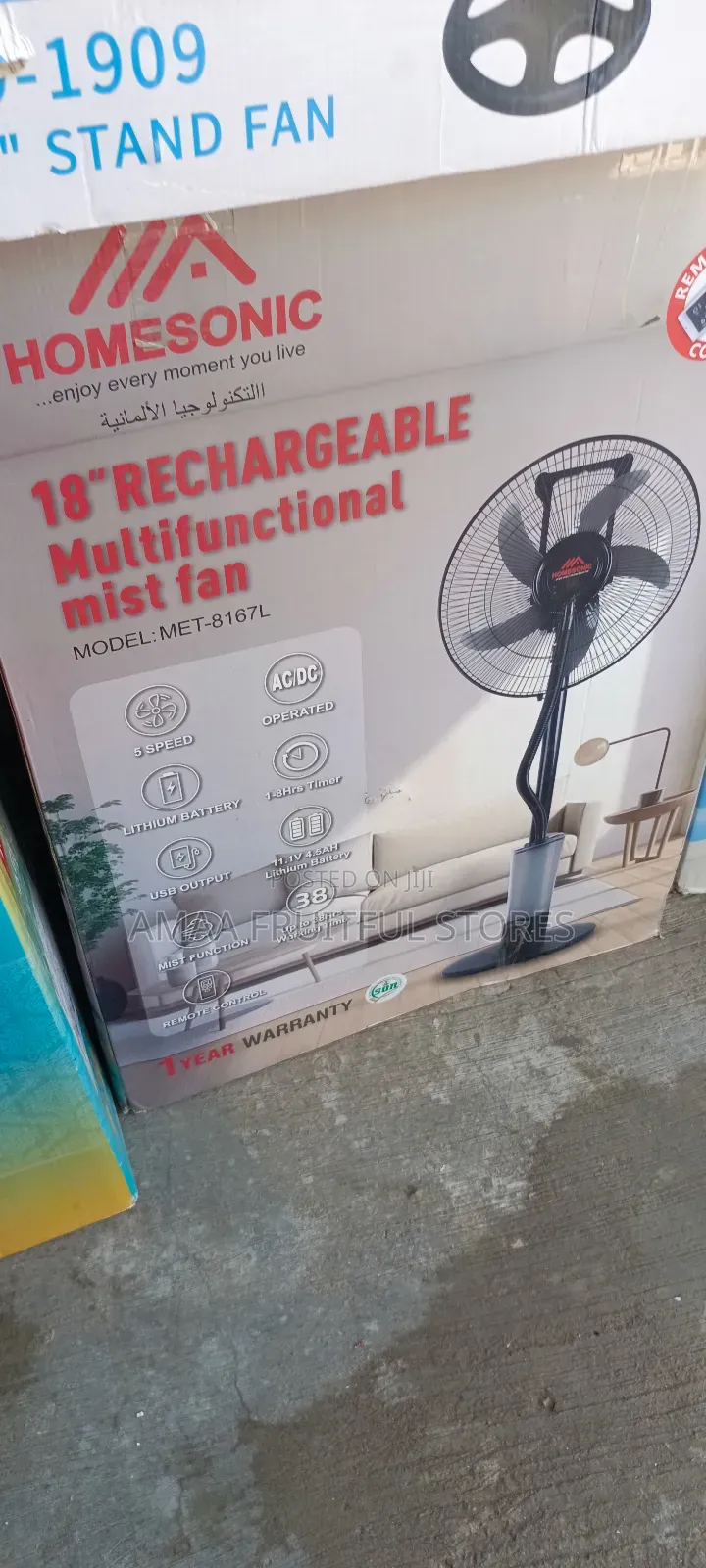 Homesonic Rechargeable 18" Mist Fan