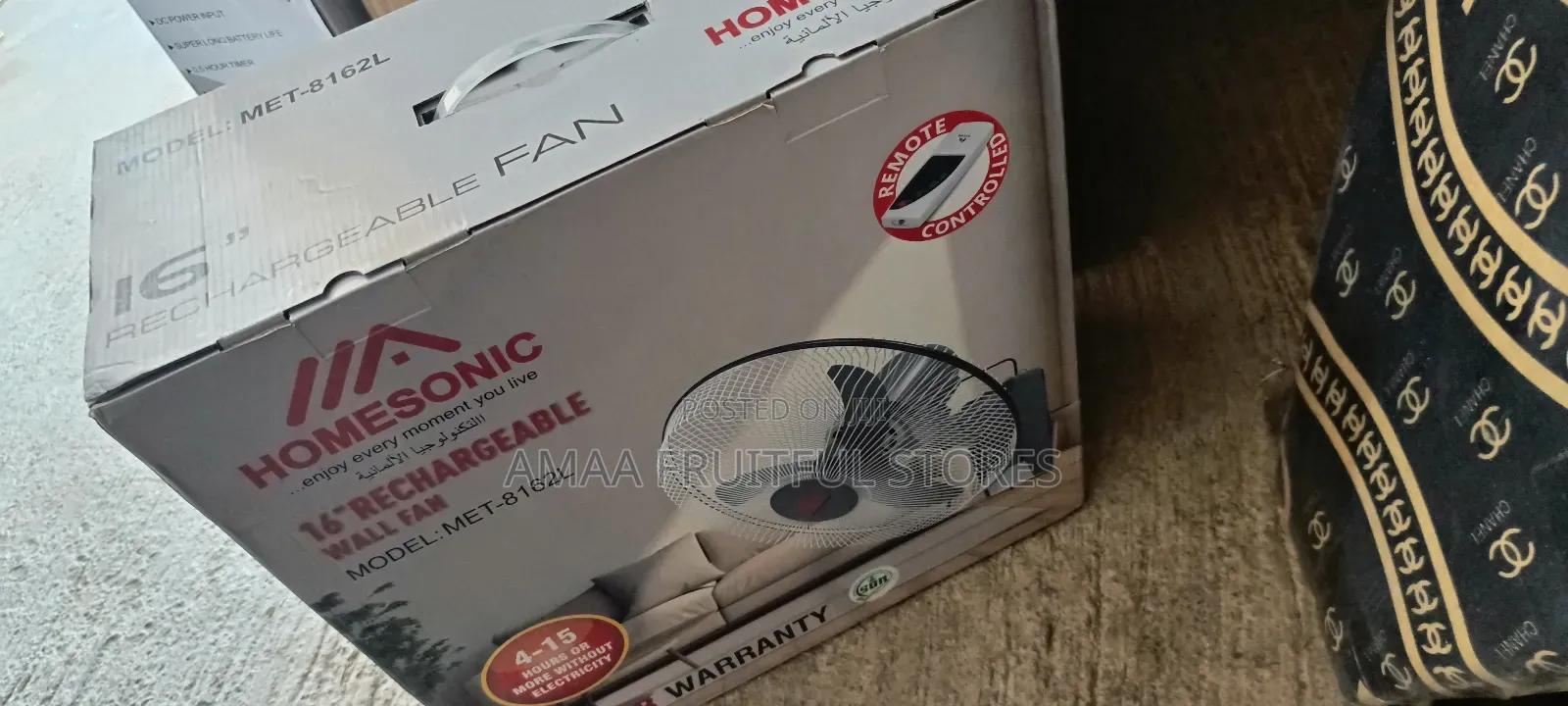 Homesonic Rechargeable Wall Fan 16"