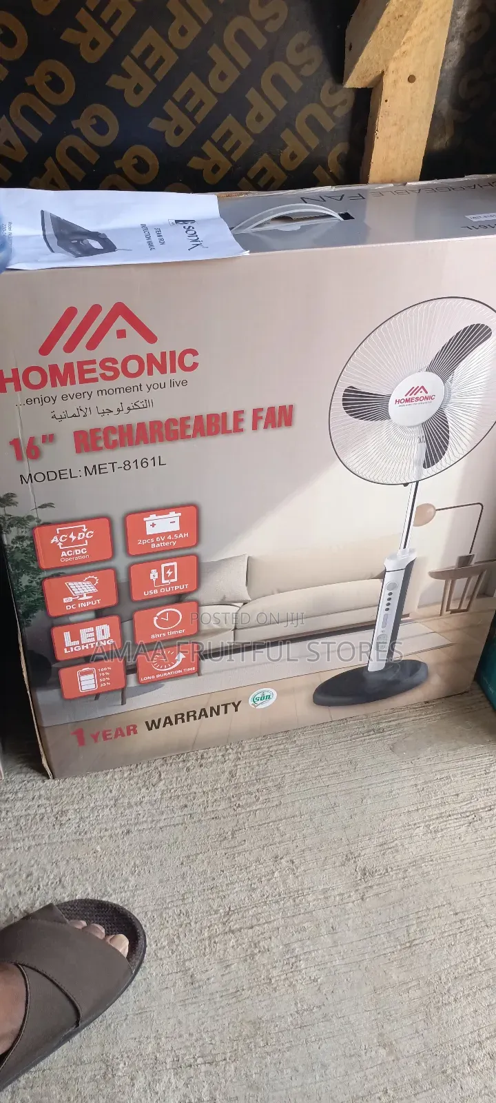 Homesonic 16" Rechargeable Fan