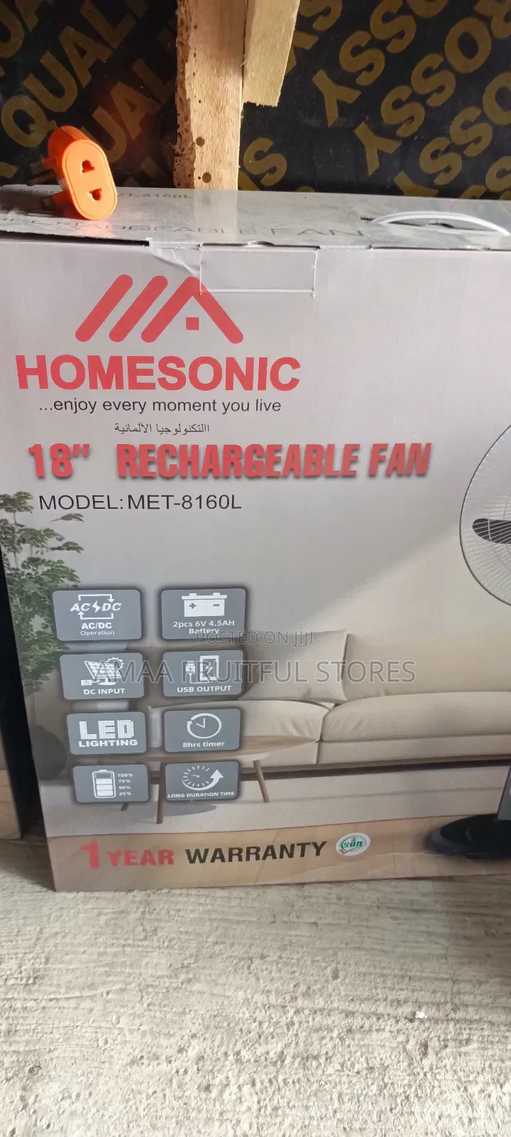 Homesonic Rechargeable Fan 18"