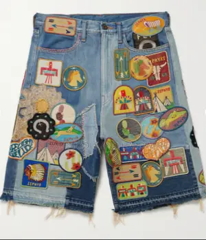 High Quality Heavy Weight Straightleg Patchwork Denim Shorts