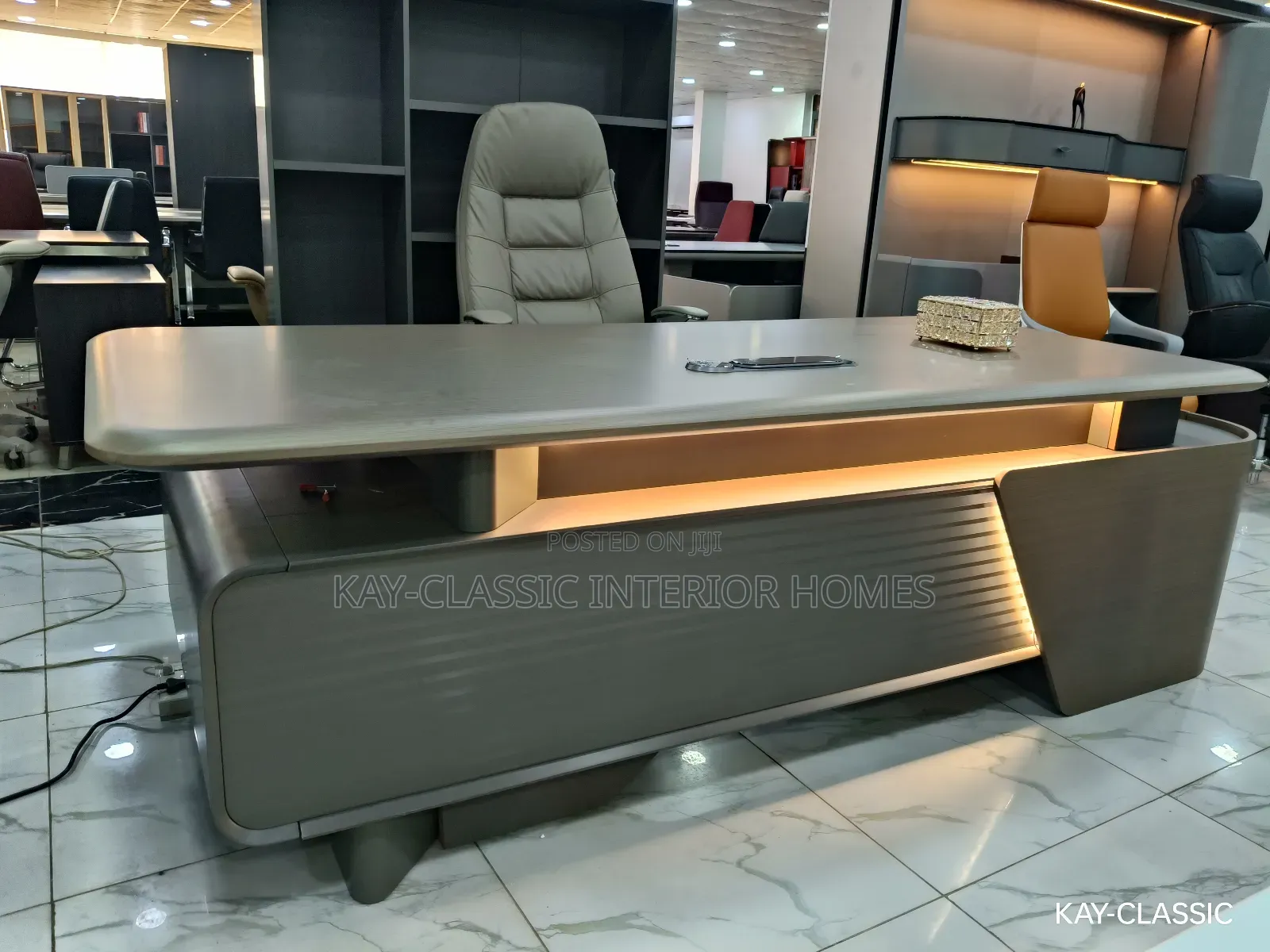 Led Executive Table And Bookshelf
