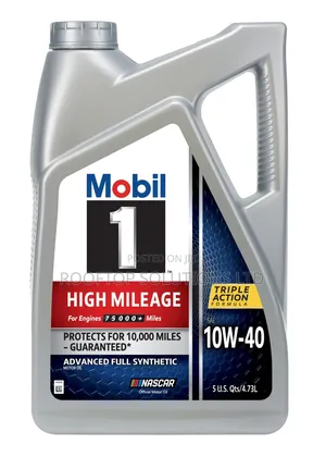 Mobil 1 High Mileage Full Synthetic Motor Oil 10w-40. 5 Qt