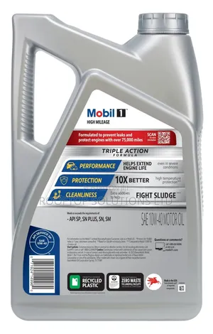 Mobil 1 High Mileage Full Synthetic Motor Oil 10w-40. 5 Qt