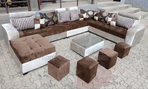 Quality Couch of U-Shape Sofa Chairs, Table and Stools. Ba1