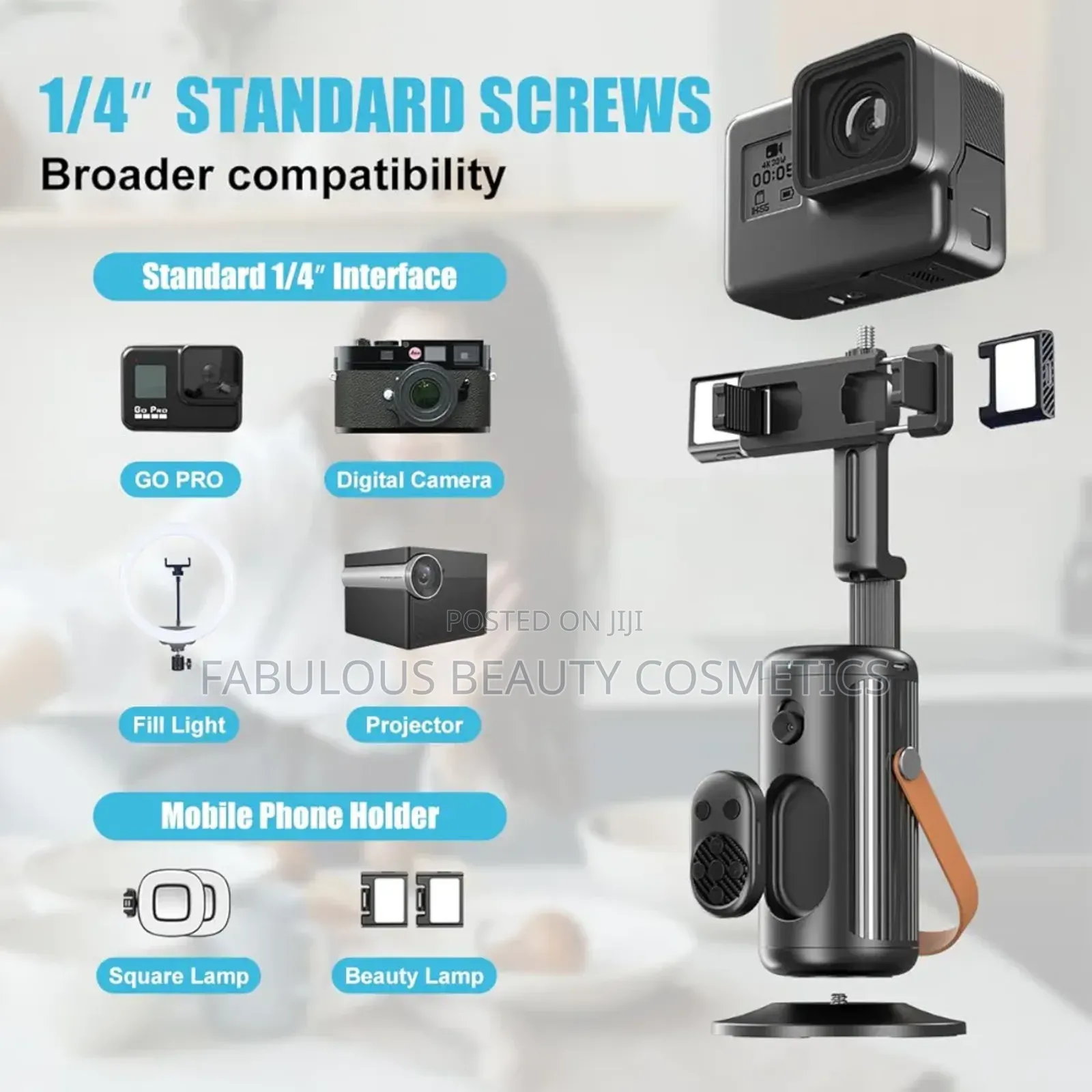 360° Face Tracking Tripod, No App Needed, Bluetooth Remote