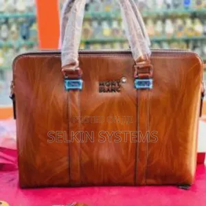 Photo - Mont Blanc Elegant Brown Leather Laptop Bag