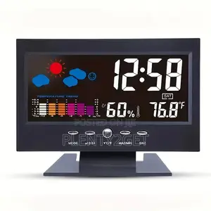 1pc Smart Weather Clock With Voice-Activated Backlight, Mult