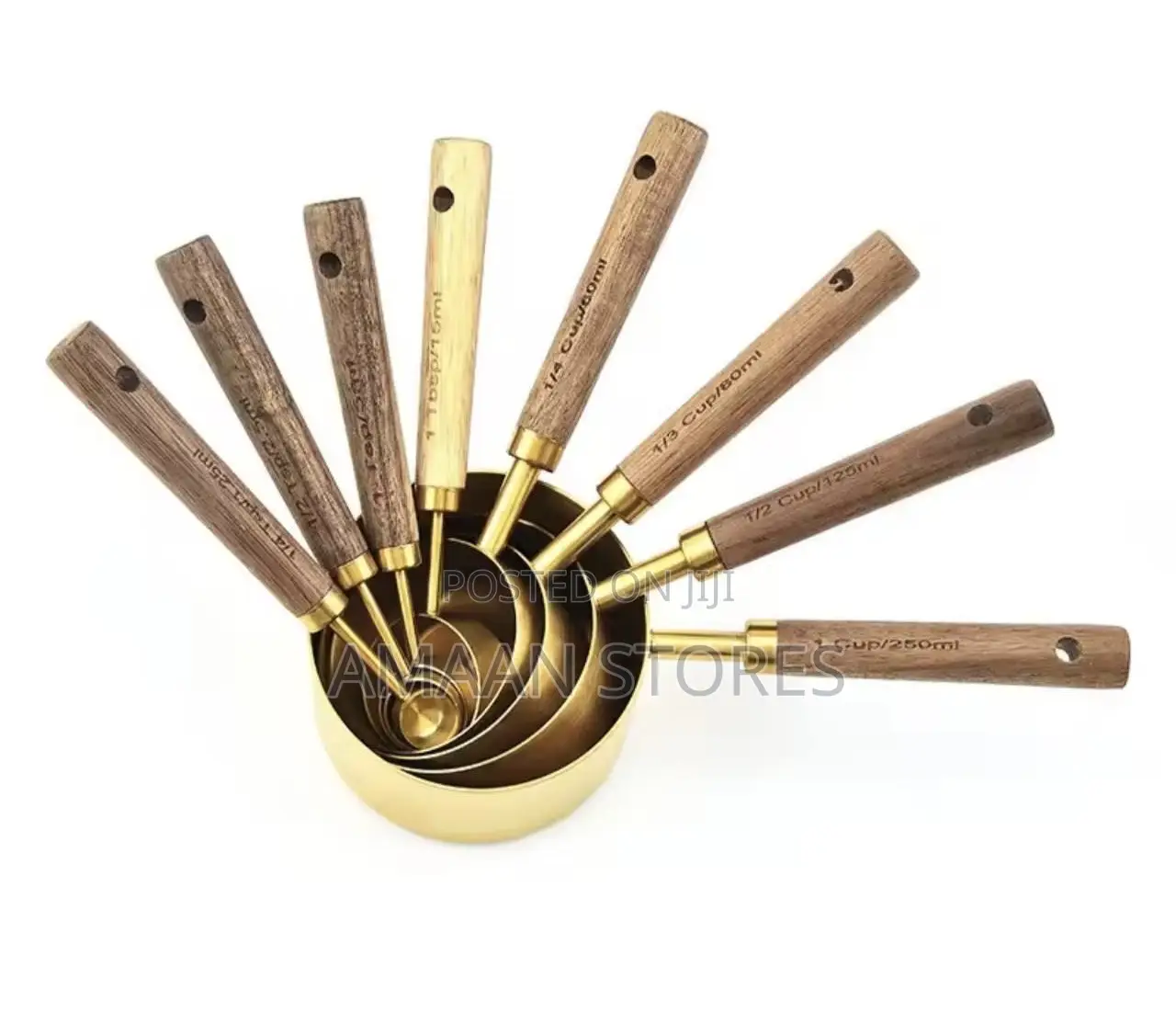 Gold Measuring Cups Spoons Set With Wooden Handle - 8pcs in Lagos ...
