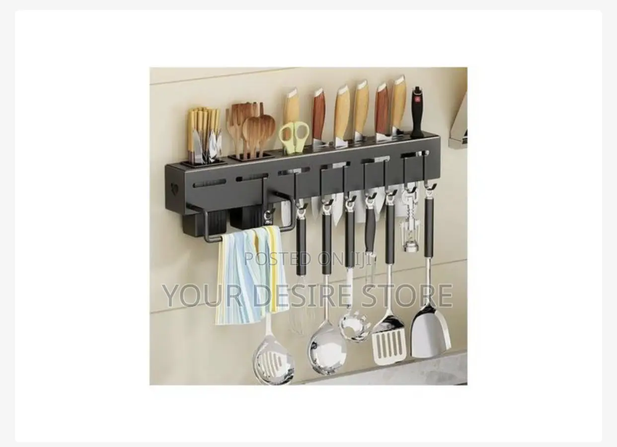 Wall Mounted Knife Cutlery Holder Rack With Hook