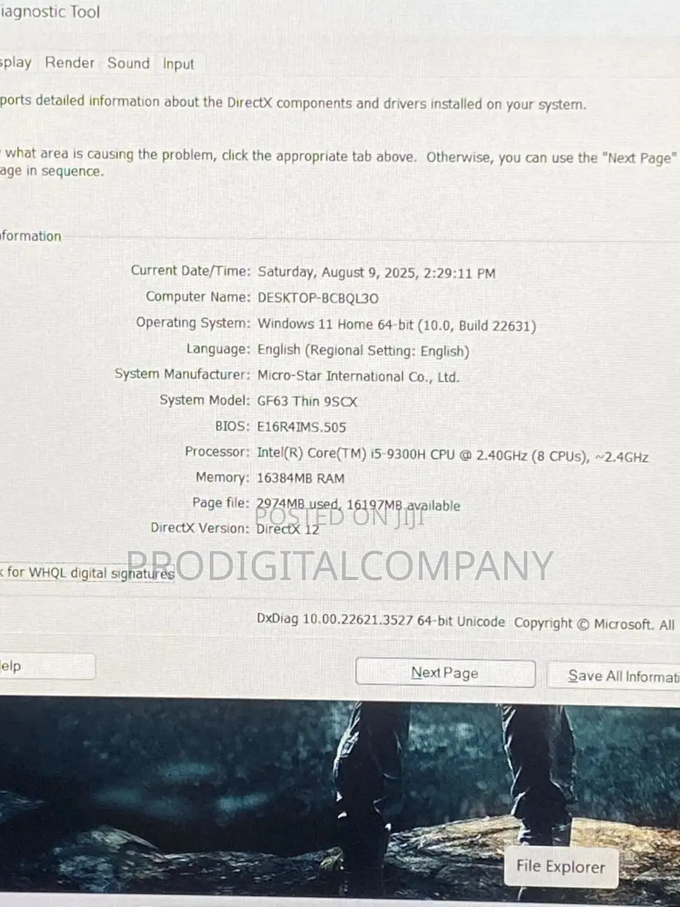 Laptop MSI GF63 16GB Intel Core I5 SSD 256GB