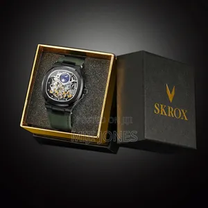 GMT Moon Phase Automatic Leather Watch"
