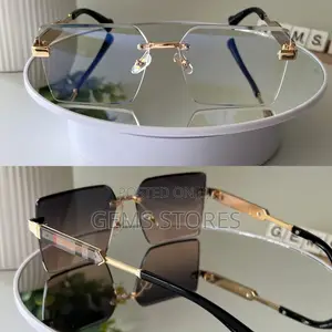Photo - Luxury Unisex Rimless Square Burberry-Inspired Sunglasses