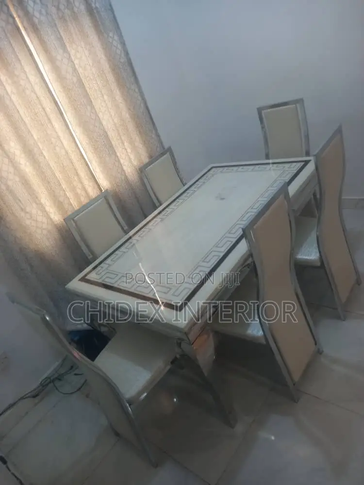 Classic Marble Dining Table 6 Chairs