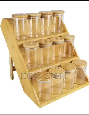 12pcs Wood Lid Glass Airtight Canister