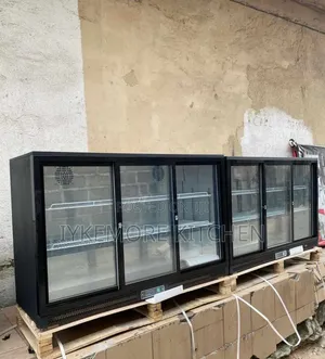 3 Door Slide Black Bar Cooler Freezer