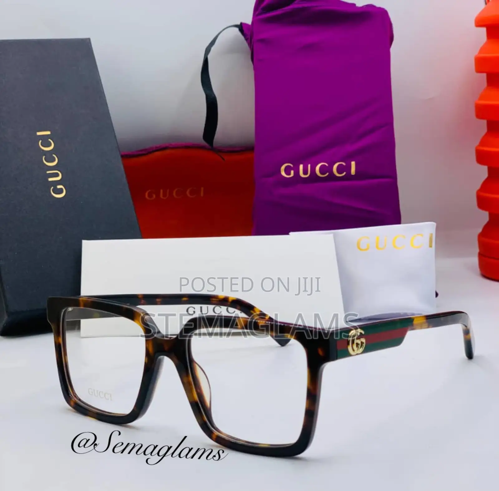 Gucci Plastic Square-Shaped Frame Glasses