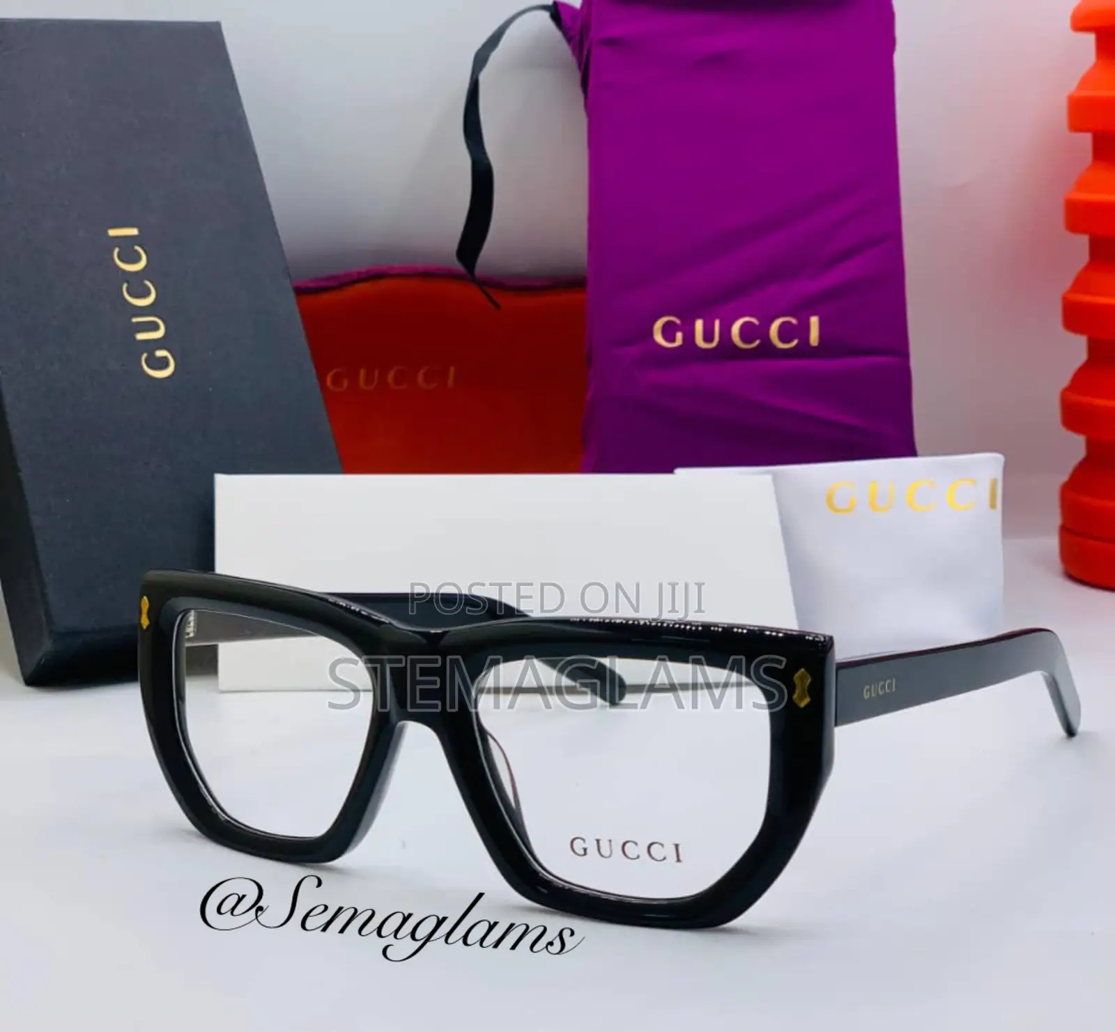 Gucci Plastic Square-Shaped Frame Glasses